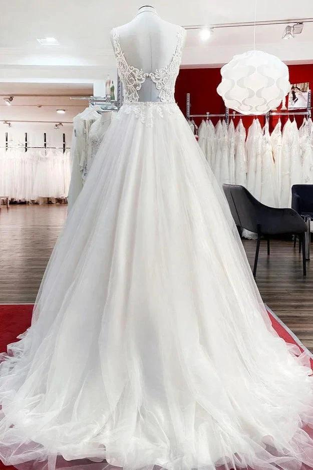 Elegant Long A-line Princess Tulle Sweetheart Ruffles Wedding Dress by BIZTUNNEL