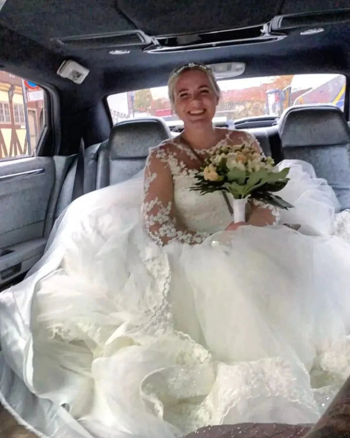 Elegant Long A-line Sweetheart Tulle Wedding Dress by BIZTUNNEL