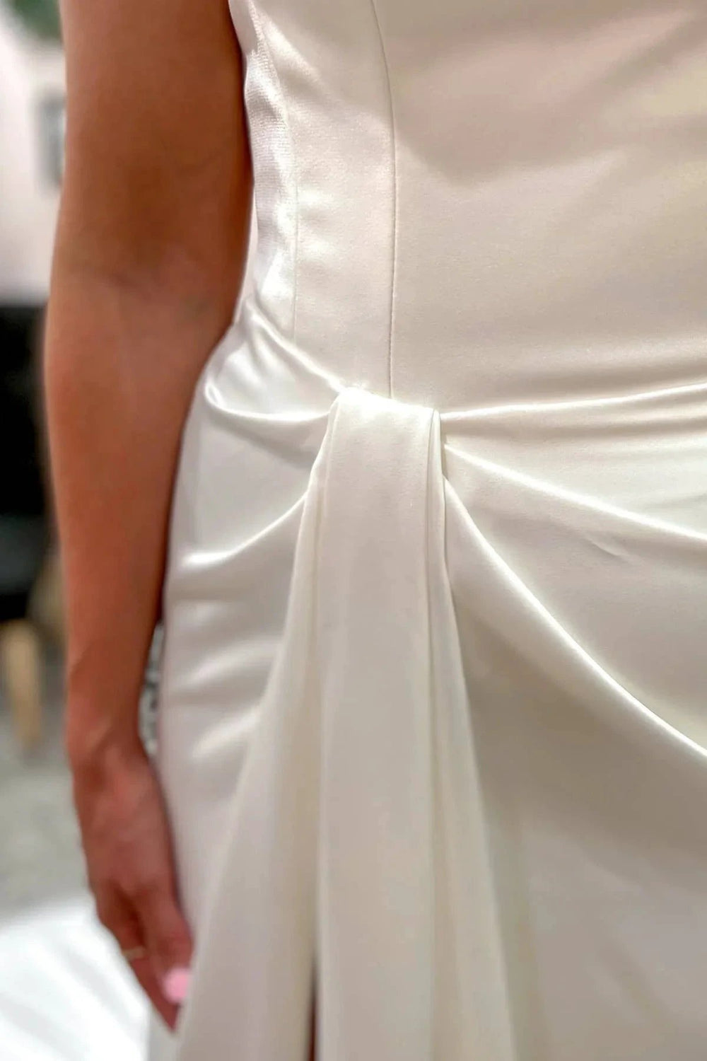 Elegant Long Mermaid Sweetheart Backless Satin Wedding Dress with Split by BIZTUNNEL