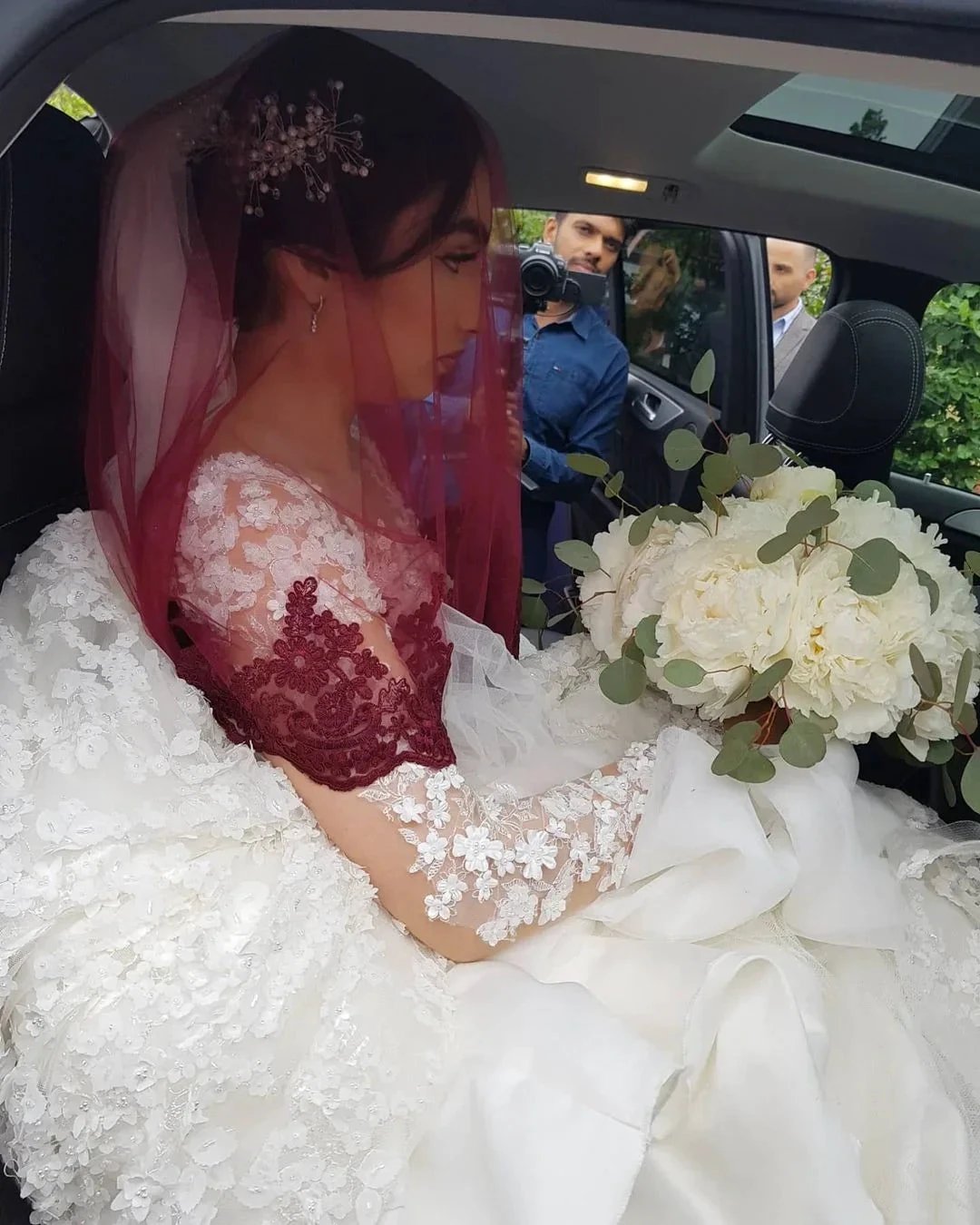 Elegant Long Princess Tulle Lace Wedding Dresses with Sleeves by BIZTUNNEL