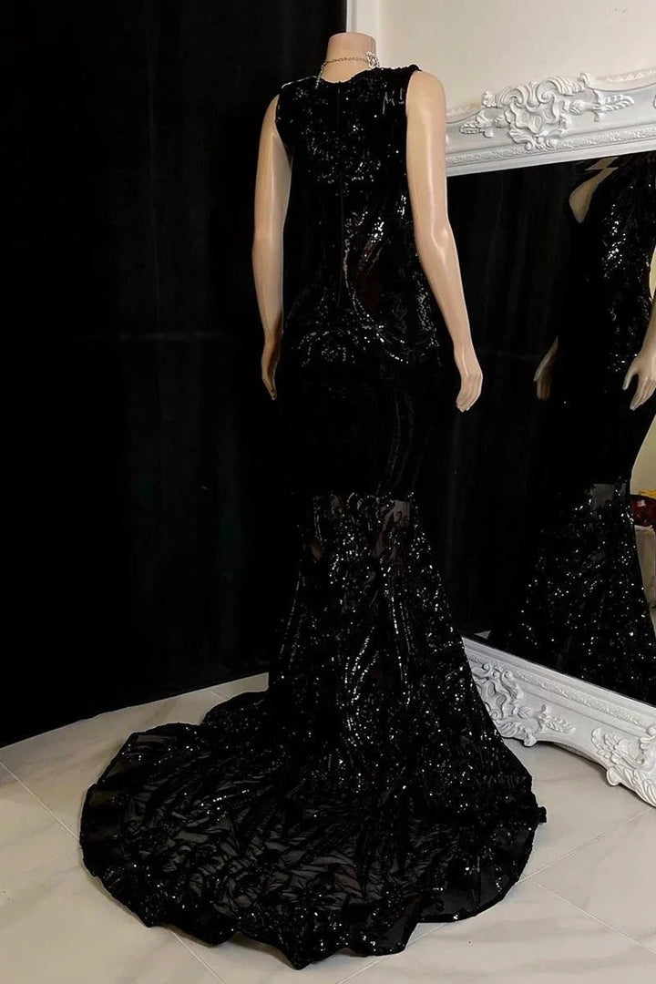 Elegant Long Red Mermaid Sleeveless Prom Dress With Lace by misshow.com