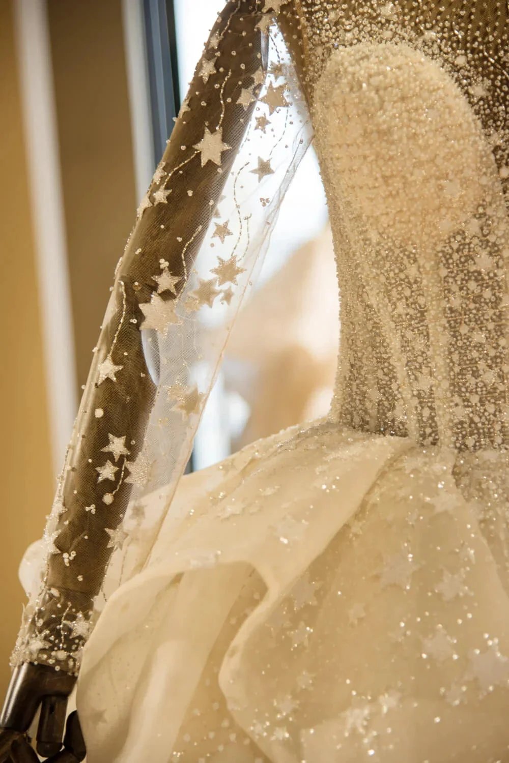 Elegant Long Sleeve Beading Lace-up Tulle Ball Gowns Sparkle Wedding Dress by misshow.com