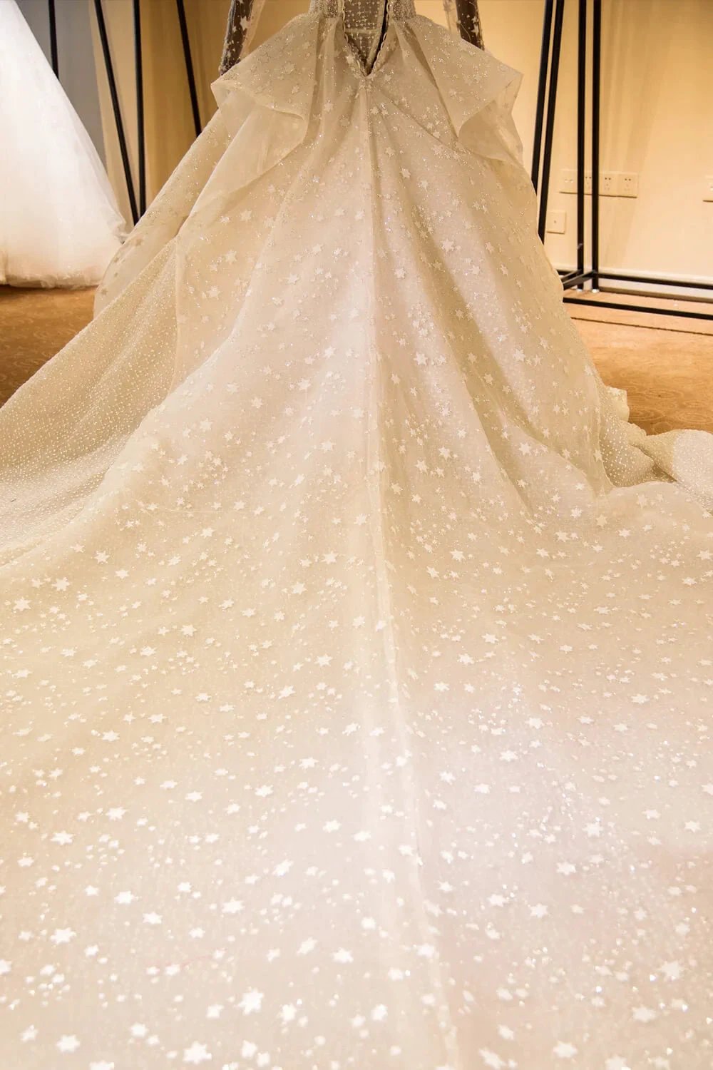 Elegant Long Sleeve Beading Lace-up Tulle Ball Gowns Sparkle Wedding Dress by misshow.com