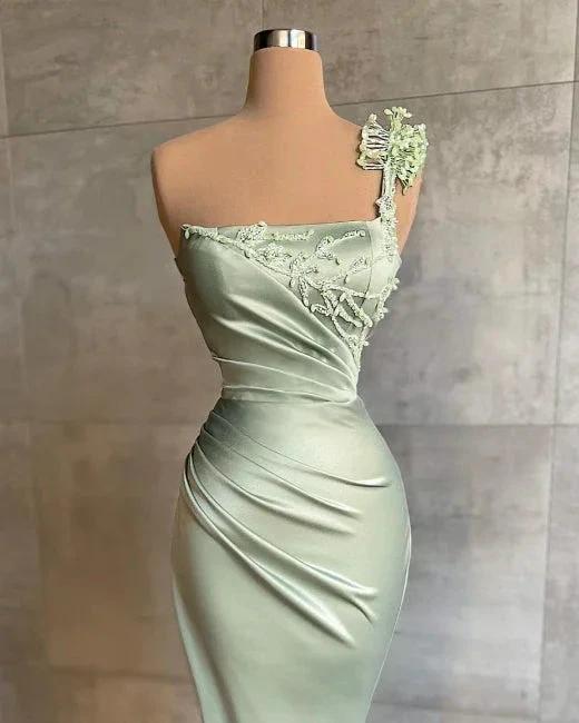 Elegant Mint Long Simple Mermaid Prom Dresses by misshow.com