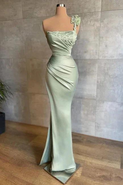Elegant Mint Long Simple Mermaid Prom Dresses by misshow.com