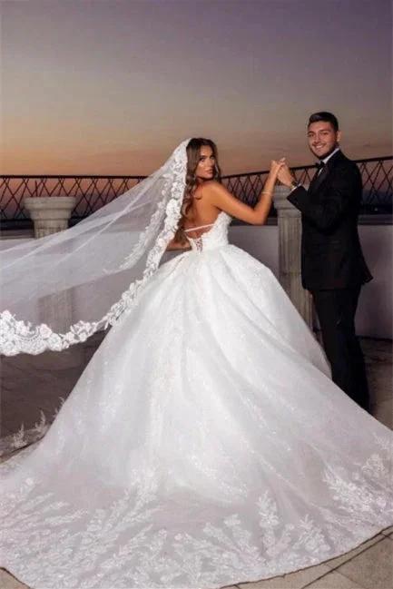 Elegant Princess A-line Sleeveless Appliques Backless Wedding Dress by misshow.com