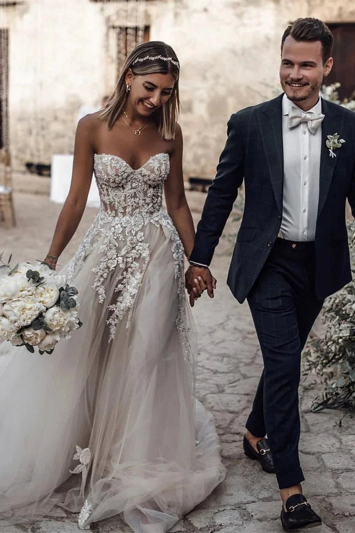 Elegant Princess A-Line Wedding Dresses with Lace by misshow.com