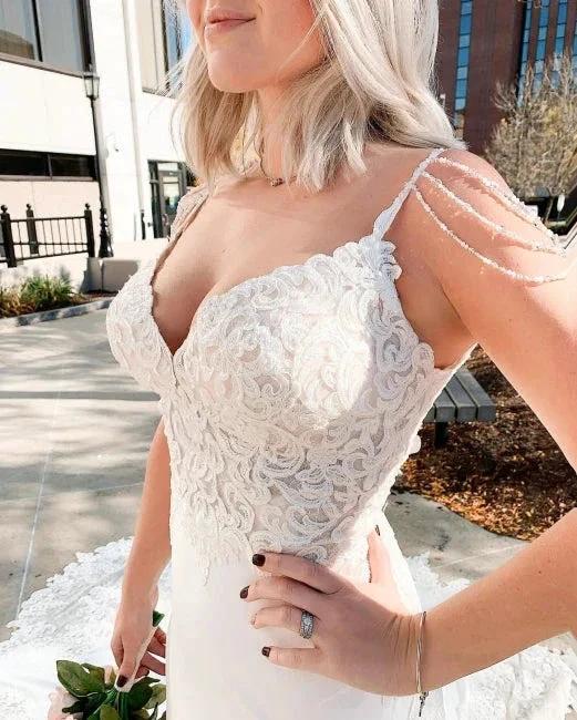 Elegant Simple Mermaid Wedding Dresses with Lace by misshow.com