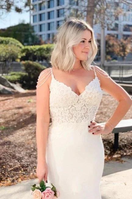 Elegant Simple Mermaid Wedding Dresses with Lace by misshow.com
