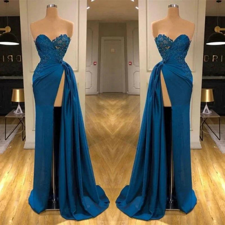 Elegant Sleeveless Mermaid Split Front Prom Dresses with Lace by misshow.com