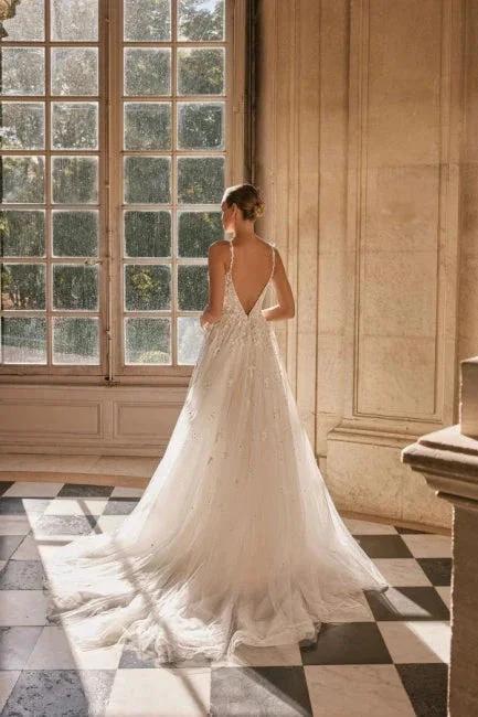 Elegant spaghetti straps sleeveless a-line lace Wedding Dresses by misshow.com