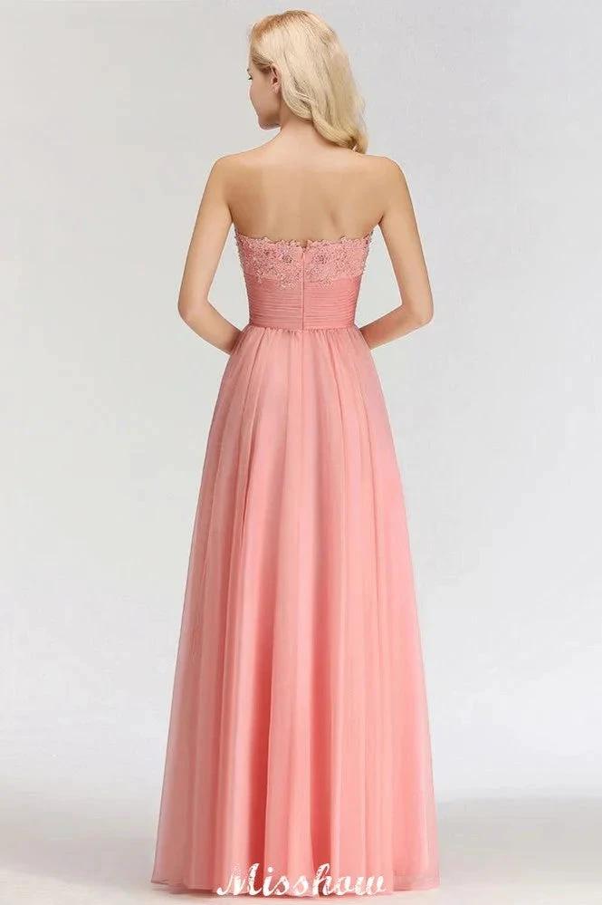 Elegant Sweetheart A-Line Appliques Bridesmaid Dresses Ruffle Chiffon by misshow.com