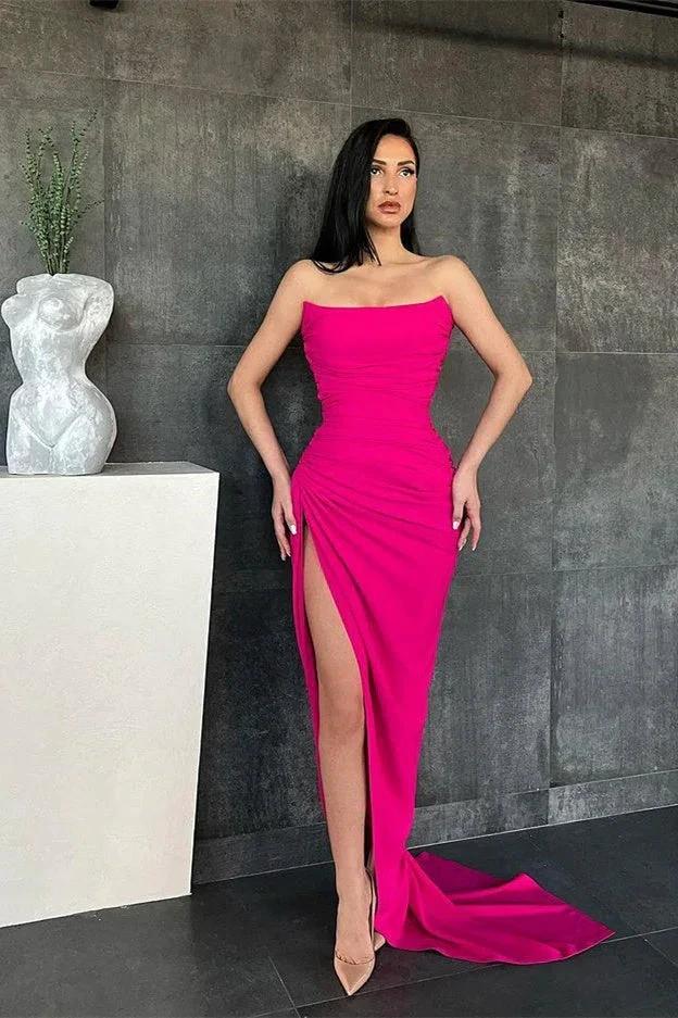 Elegant Sweetheart Mermaid Simple Prom Dresses Online with High Split