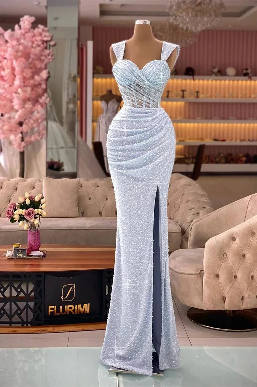 Elegant Sweetheart Sequined Sleeveless Prom Dress With Slit by misshow.com