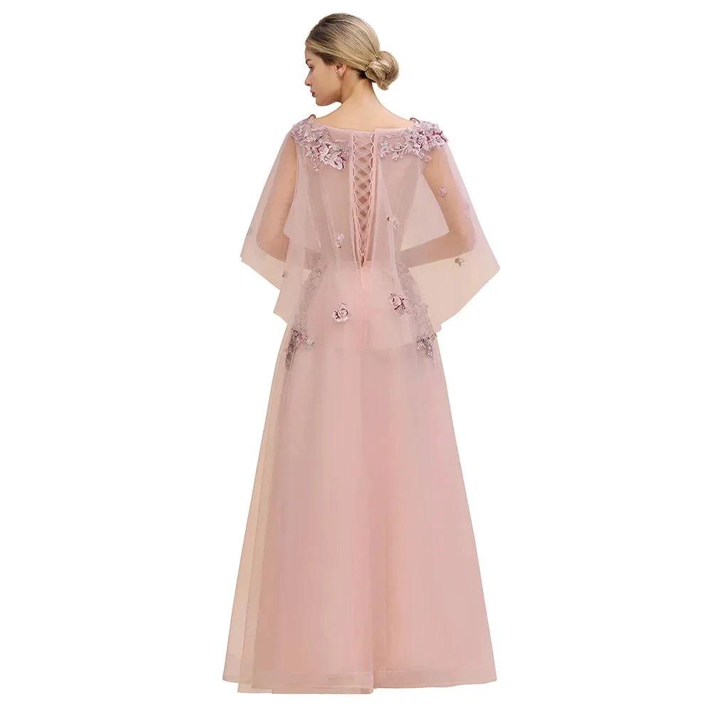 Elegant Tulle A-line Floral Wedding Dress Puffy Long Sleeves Evening Party Dress by misshow.com