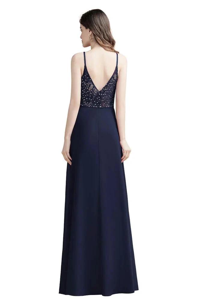 Elegant V-Neck Chiffon Aline Bridesmaid Dress Sleeveless Evening Prom Maxi Dress by misshow.com