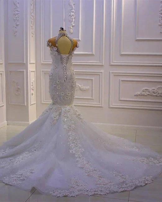 Extravagant wedding dresses mermaid | Wedding dress with lace by misshow.com