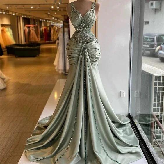 Green prom dress, sweetheart prom dresses, pleats prom dresses, crystal prom dresses, beaded evening dresses, new arrival prom dresses Y517 by simplepromdress