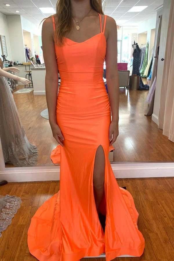 Orange Mermaid Long Prom Dresses Formal Evening Gowns Y486 by simplepromdress