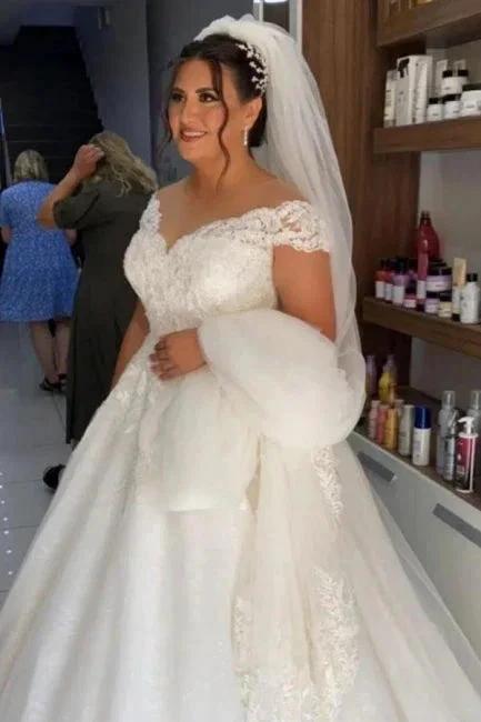 Fashion A-line Off-the-shoulder Wedding Dresses With Lace by misshow.com