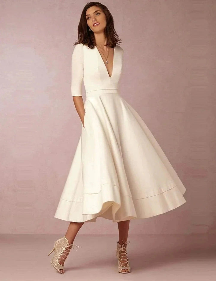 2025 Wedding Dress Half Sleeves Vintage Bridal Gown by NumberSea OFFICIAL STORE