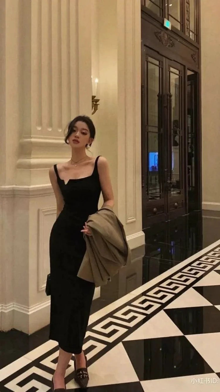 Vintage Black Sleeveless Evening Dress,New Year Outfit Dress Y1359 by simplepromdress