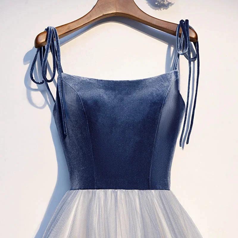 Blue velvet tulle short homecoming dress s99 by simplepromdress