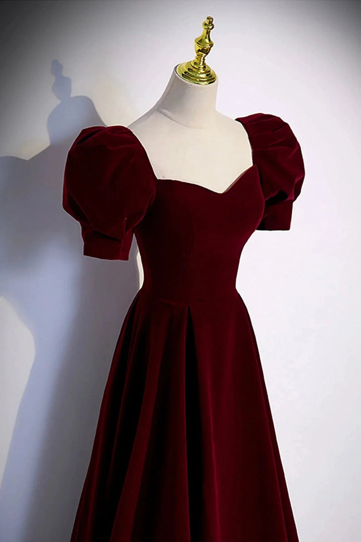 Burgundy velvet long prom dress evening dress s88 by simplepromdress