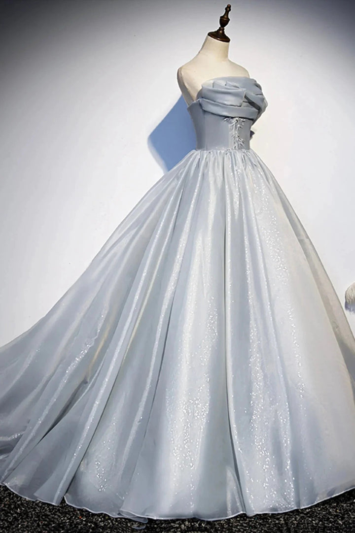 Gray tulle lace long ball gown dress formal dress s91 by simplepromdress