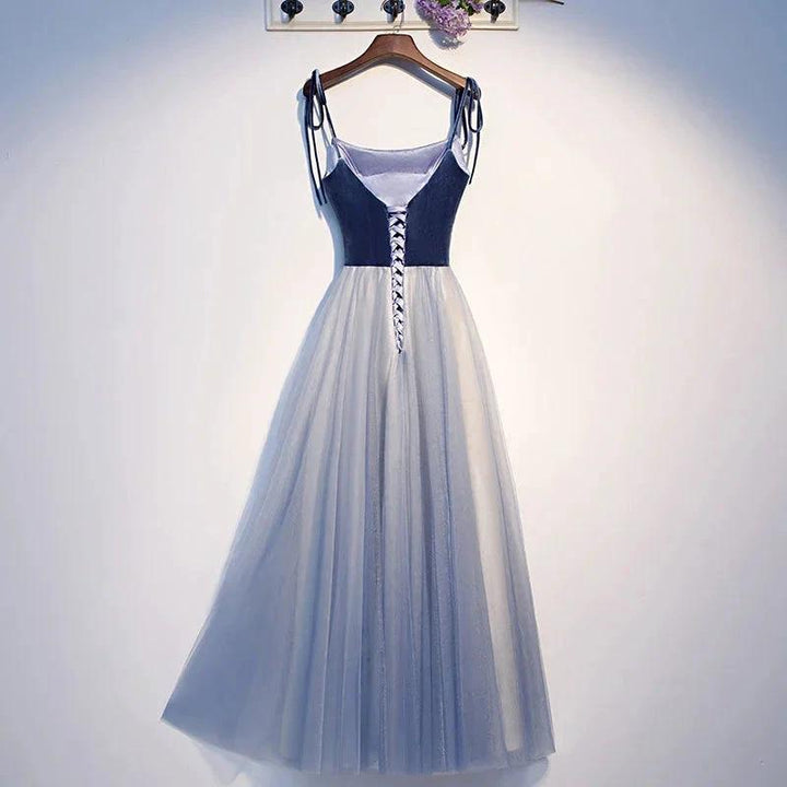 Blue velvet tulle short homecoming dress s99 by simplepromdress