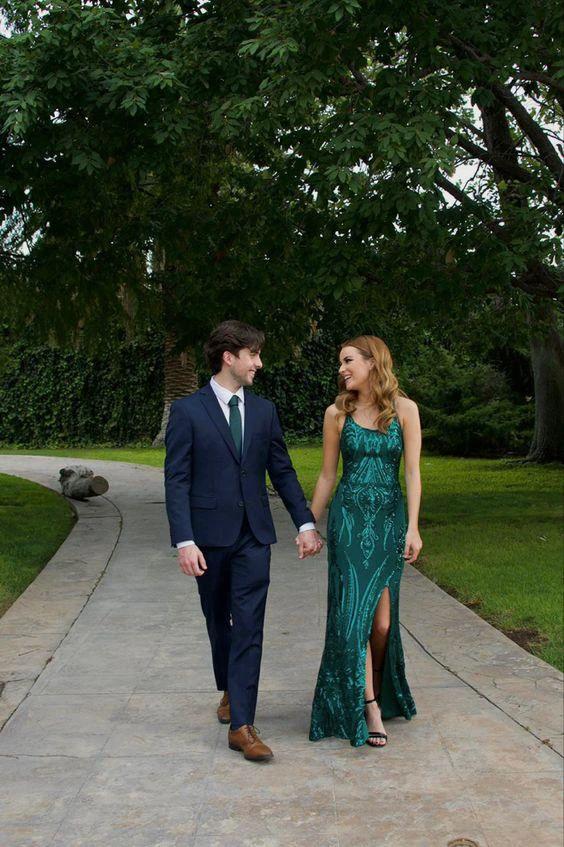 Green Mermaid Long Formal Gown with Split,Backless Evening Dress Y1576 by simplepromdress