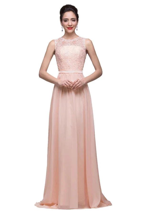 Floor-length A-line Crew Sash Chiffon Appliques Bridesmaid Dresses by misshow.com