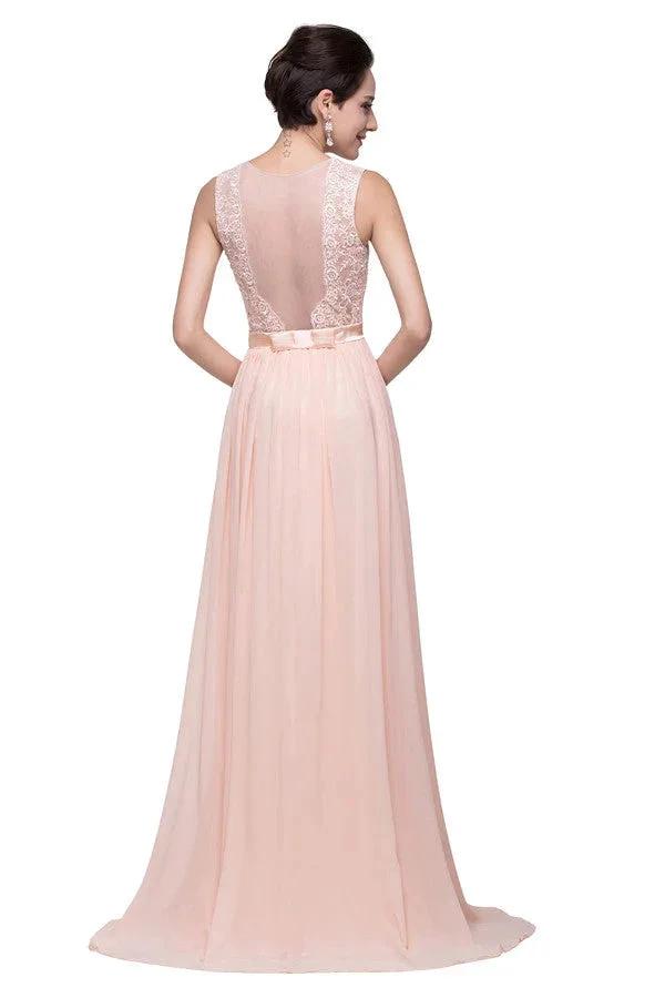 Floor-length A-line Crew Sash Chiffon Appliques Bridesmaid Dresses by misshow.com