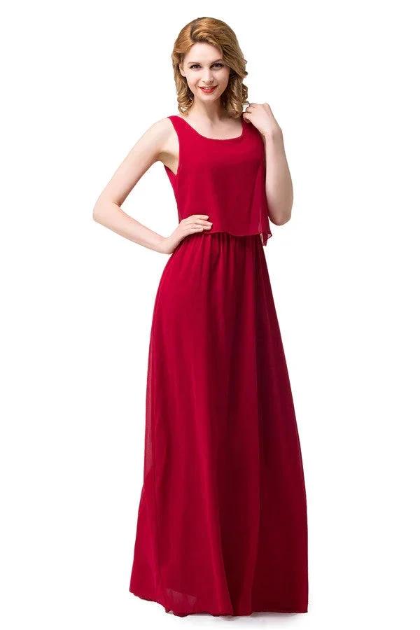 Floor-length A-line Square Chiffon Bridesmaid Dresses by misshow.com