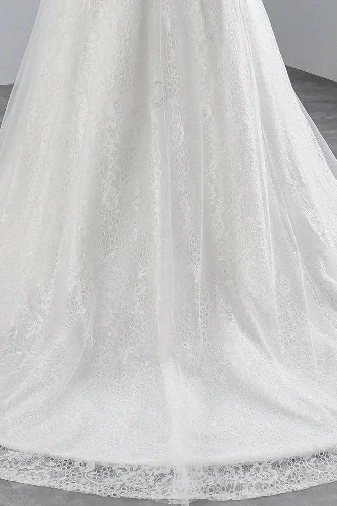 Glamorous Long Mermaid Tulle Appliques Lace Wedding Dress by BIZTUNNEL