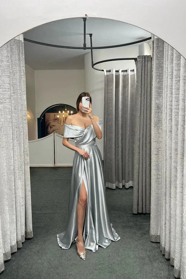 Glamorous Off The Shoulder Ruby Split Ruffles A-Line Prom Dresses by misshow.com