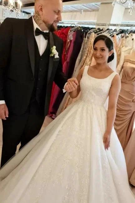 Gorgeous A-line Sleeveless Wedding Dresses With Lace by misshow.com