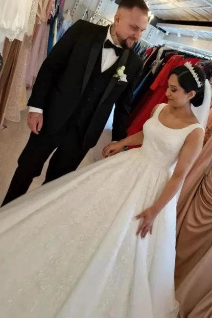 Gorgeous A-line Sleeveless Wedding Dresses With Lace by misshow.com