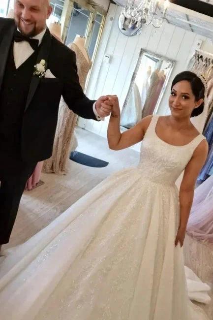 Gorgeous A-line Sleeveless Wedding Dresses With Lace by misshow.com
