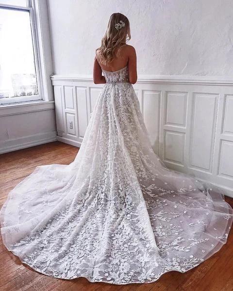Gorgeous Long A-line Sweetheart Lace Wedding Dress by BIZTUNNEL