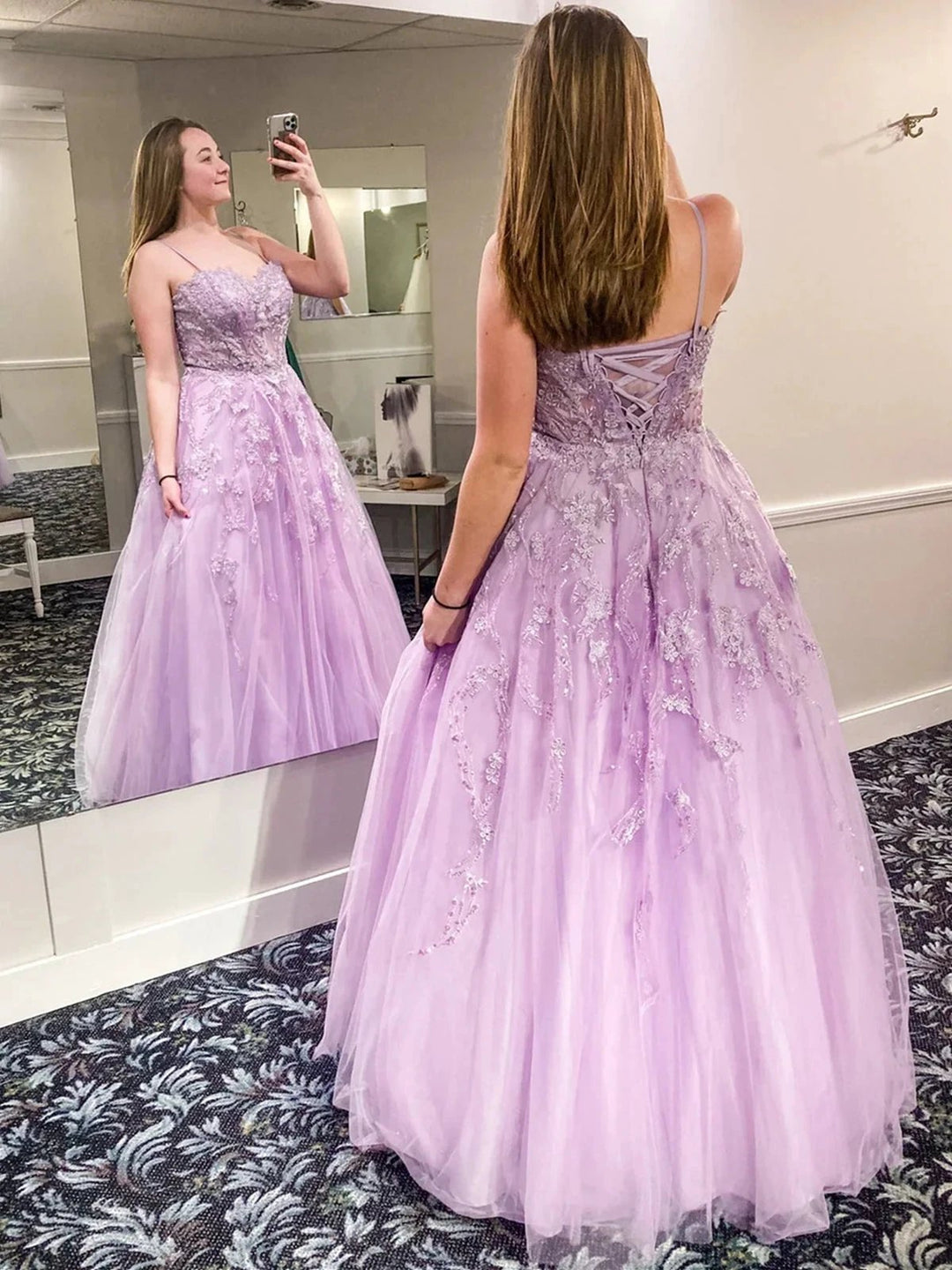 Gorgeous Long A-line Sweetheart Tulle Lace Formal Prom Dress by BIZTUNNEL
