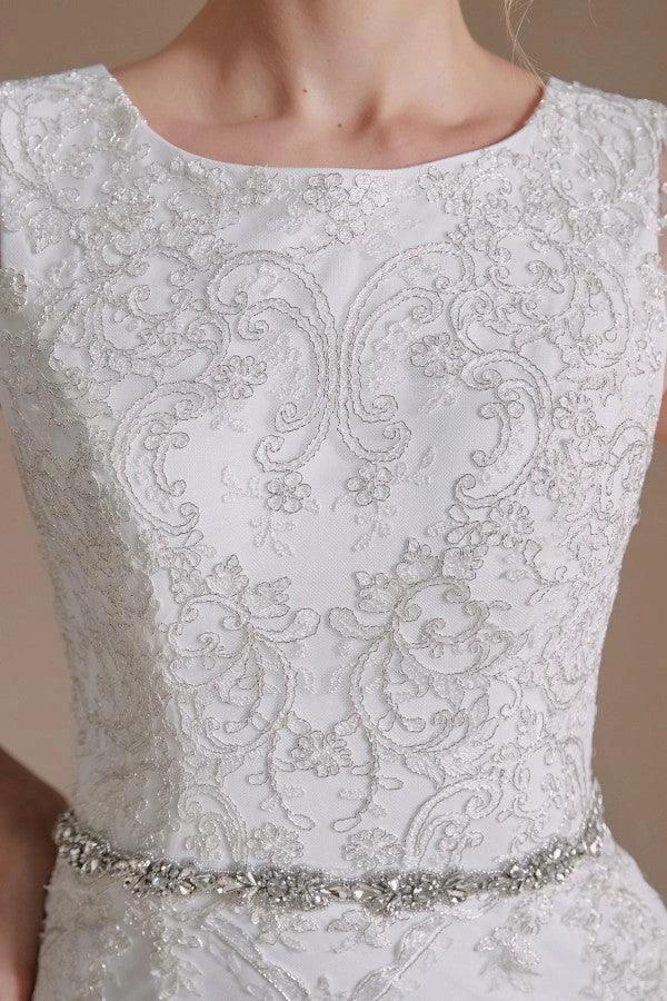Gorgeous Long Mermaid Jewel Tulle Lace Wedding Dress by BIZTUNNEL