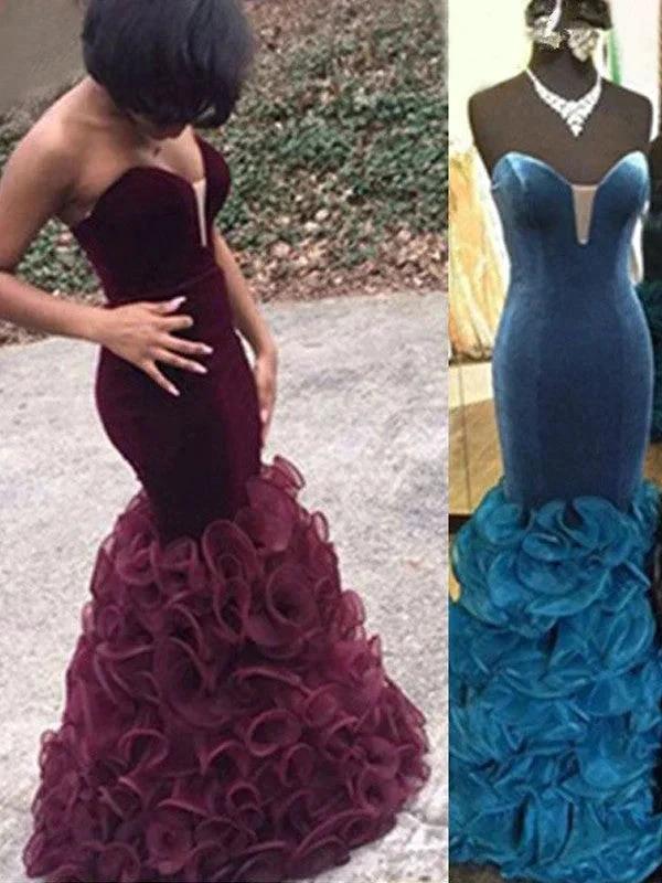 Gorgeous Mermaid Sweetheart Satin Sleeveless Floor-Length Prom Dresses by misshow.com