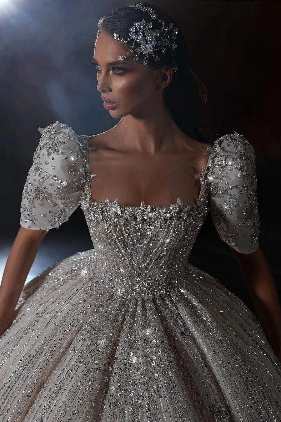 Gorgeous Princess A-line Beading Short Sleeves Wedding Dress With Lace by misshow.com
