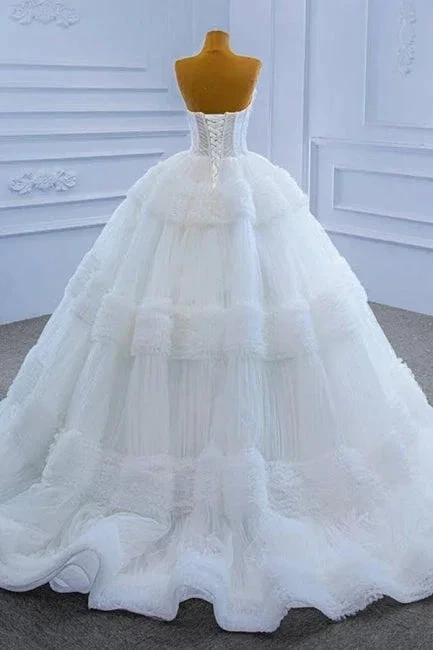 Gorgeous Princess Long White A-line Sleeveless Wedding Dresses by misshow.com