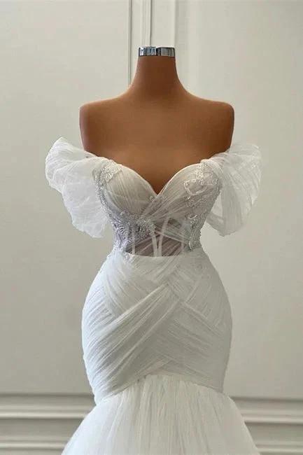Gorgeous Sleeveless Strapless Off the Shoulder Mermaid Wedding Dress by misshow.com