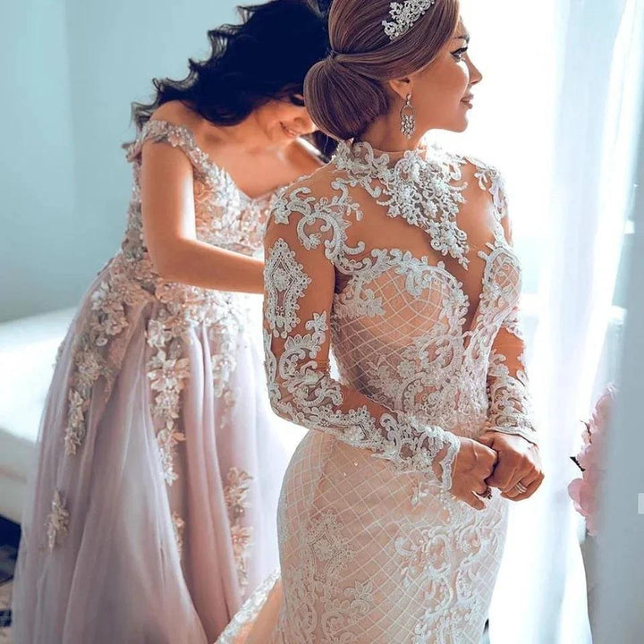 Gorgeous Sweetheart Lace Tulle Mermaid Spring Summer Wedding Dress by misshow.com