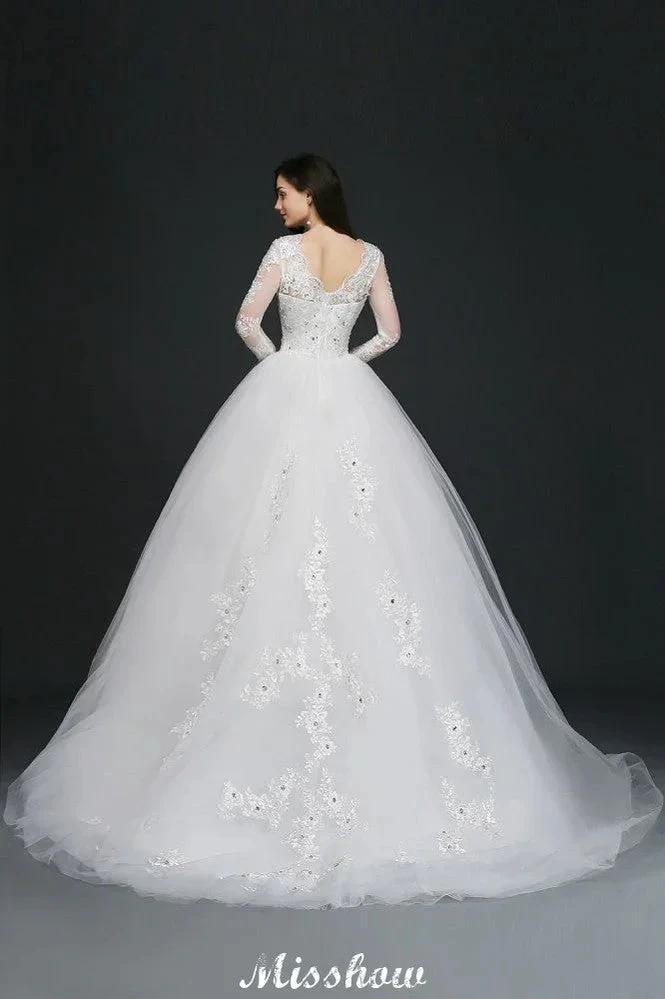 Gorgeous Tulle Ball Gowns Court Train Wedding Dresses by misshow.com