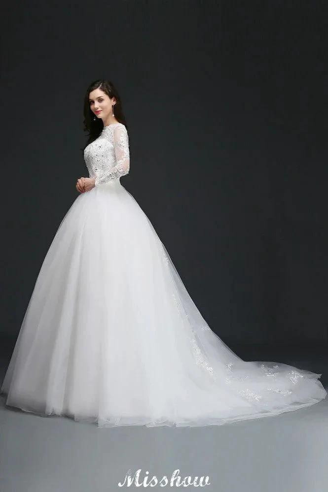 Gorgeous Tulle Ball Gowns Court Train Wedding Dresses by misshow.com