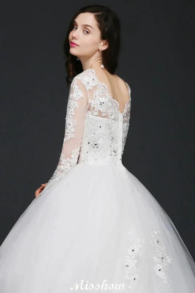 Gorgeous Tulle Ball Gowns Court Train Wedding Dresses by misshow.com